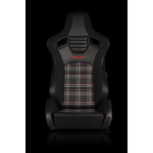 BRAUM ELITE-S SERIES SPORT SEATS - BLACK & RED PLAID (RED STITCHING) PAIR Universal 