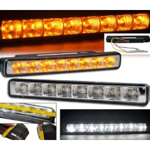 Ikon Motorsports Fit For DRL Led Driving Fog Lights Lamps White & Amber Turn Signal 155MM 6 Inch
